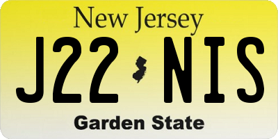 NJ license plate J22NIS
