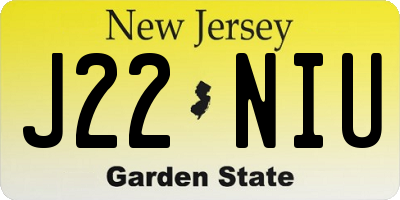 NJ license plate J22NIU