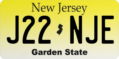 NJ license plate J22NJE
