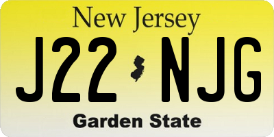 NJ license plate J22NJG