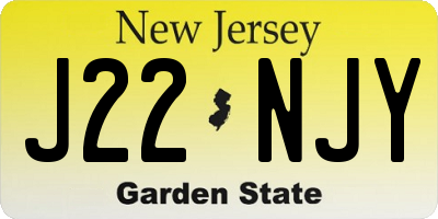 NJ license plate J22NJY