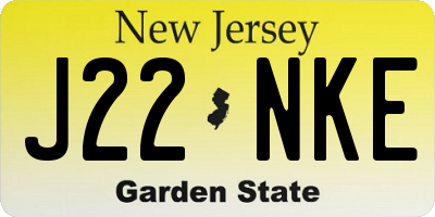 NJ license plate J22NKE