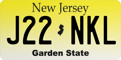 NJ license plate J22NKL