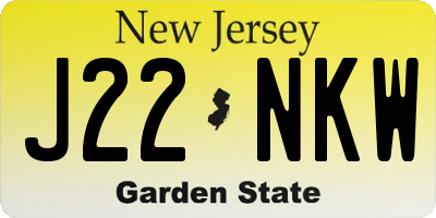 NJ license plate J22NKW