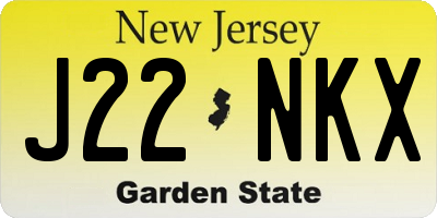 NJ license plate J22NKX
