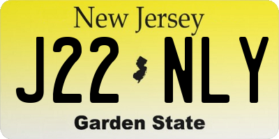 NJ license plate J22NLY