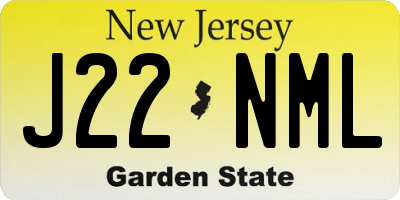 NJ license plate J22NML