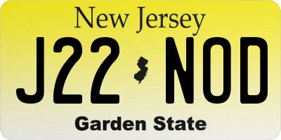 NJ license plate J22NOD