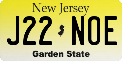 NJ license plate J22NOE