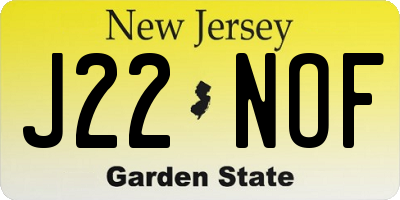 NJ license plate J22NOF