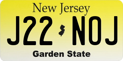 NJ license plate J22NOJ