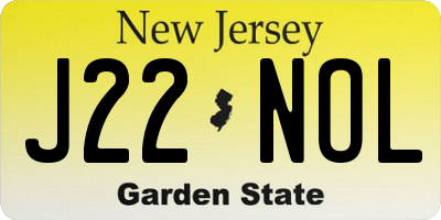 NJ license plate J22NOL