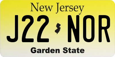NJ license plate J22NOR
