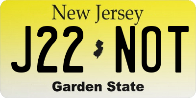 NJ license plate J22NOT