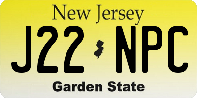 NJ license plate J22NPC