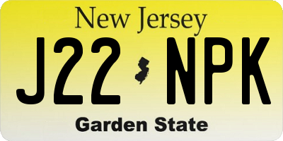 NJ license plate J22NPK