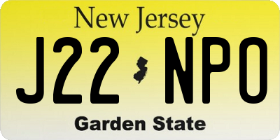 NJ license plate J22NPO