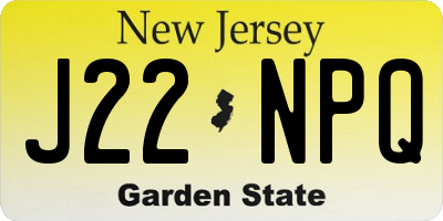 NJ license plate J22NPQ