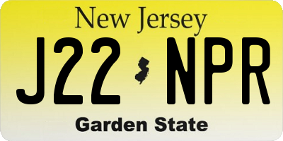 NJ license plate J22NPR