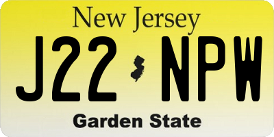 NJ license plate J22NPW