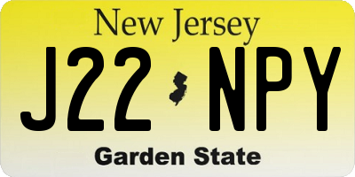 NJ license plate J22NPY