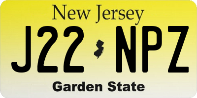 NJ license plate J22NPZ