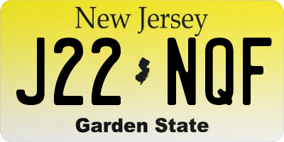 NJ license plate J22NQF