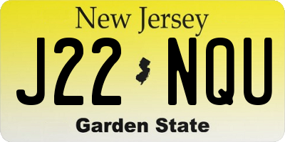 NJ license plate J22NQU