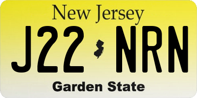 NJ license plate J22NRN