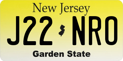 NJ license plate J22NRO