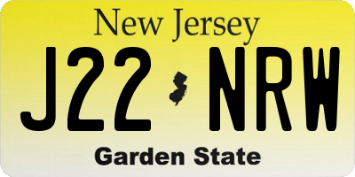 NJ license plate J22NRW