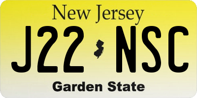 NJ license plate J22NSC