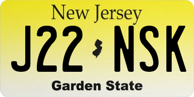NJ license plate J22NSK