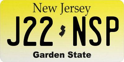 NJ license plate J22NSP