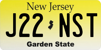 NJ license plate J22NST