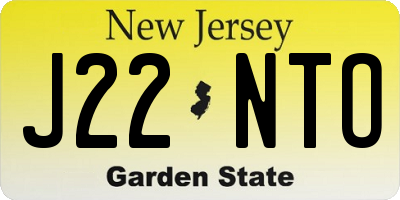 NJ license plate J22NTO