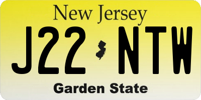 NJ license plate J22NTW
