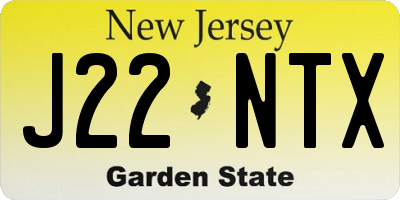 NJ license plate J22NTX