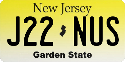 NJ license plate J22NUS