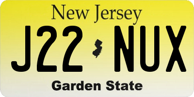 NJ license plate J22NUX