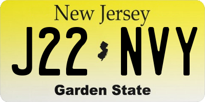 NJ license plate J22NVY