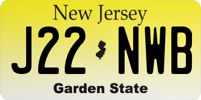 NJ license plate J22NWB