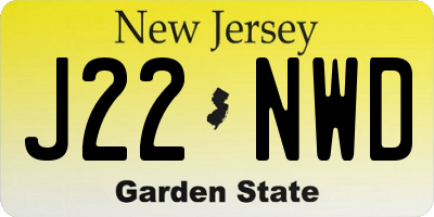 NJ license plate J22NWD
