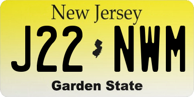 NJ license plate J22NWM