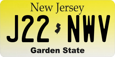NJ license plate J22NWV