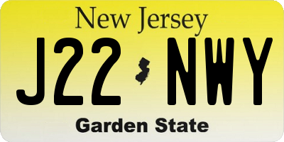 NJ license plate J22NWY