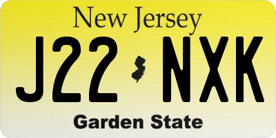 NJ license plate J22NXK