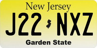 NJ license plate J22NXZ