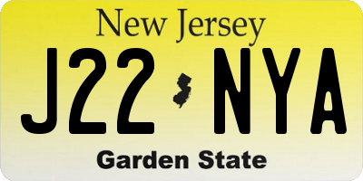NJ license plate J22NYA