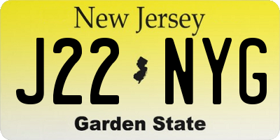 NJ license plate J22NYG